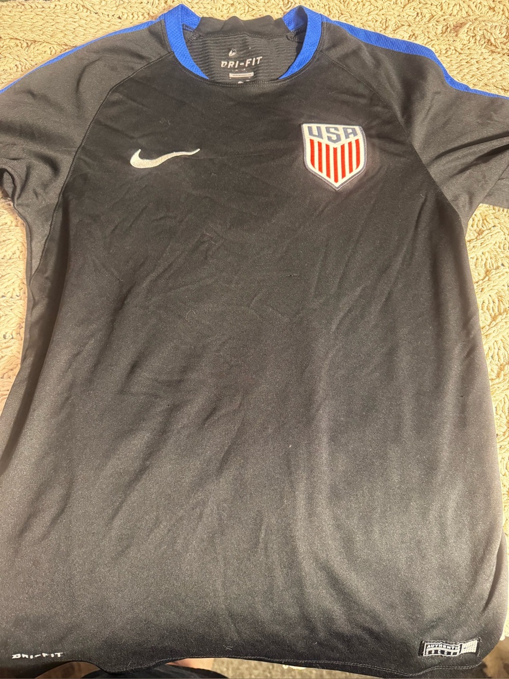 Nike Black Kids USA Soccer Dri-FIT Top with Blue Trim